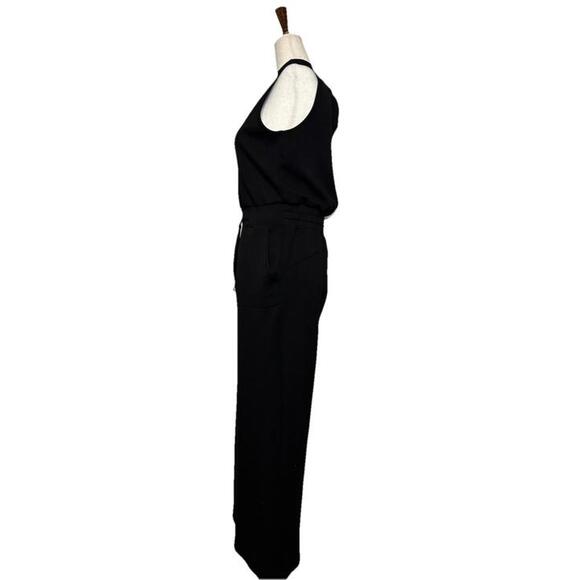 Magaschoni Jumpsuit S Sleeveless Round Neck Wide Leg Black Drawstring Minimalist - Picture 2 of 7
